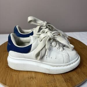 Alexander McQueen Molly Kids White Blue Leather Oversized Sneaker Toddler Sz 10
